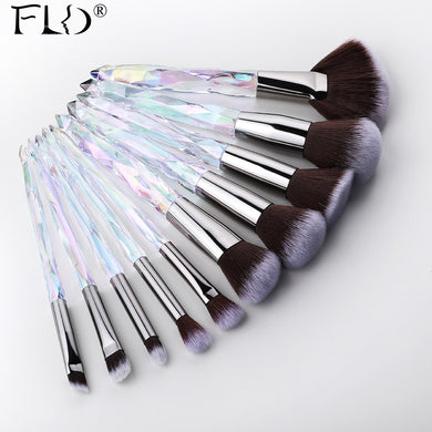 FLD 10Pcs Crystal Makeup Brushes Set