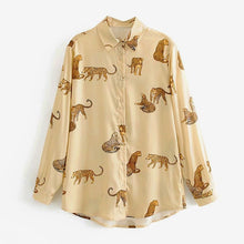 Load image into Gallery viewer, AACHOAE Women Leopard Print Turn Down Collar Shirt