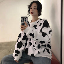 Load image into Gallery viewer, LATIMEELON Women Long Sleeve Cow Milk Printed Swetshirt