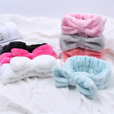 BYEOAUURTSY Flannel Cosmetic Headbands Soft Bowknot