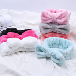 BYEOAUURTSY Flannel Cosmetic Headbands Soft Bowknot