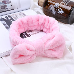 BYEOAUURTSY Flannel Cosmetic Headbands Soft Bowknot