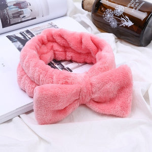 BYEOAUURTSY Flannel Cosmetic Headbands Soft Bowknot