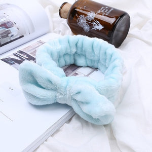 BYEOAUURTSY Flannel Cosmetic Headbands Soft Bowknot