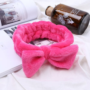 BYEOAUURTSY Flannel Cosmetic Headbands Soft Bowknot