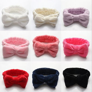 BYEOAUURTSY Flannel Cosmetic Headbands Soft Bowknot