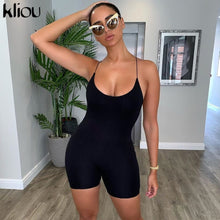 Load image into Gallery viewer, KLIOU Women Spaghetti Strap Sleeveless Romper