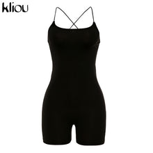 Load image into Gallery viewer, KLIOU Women Spaghetti Strap Sleeveless Romper