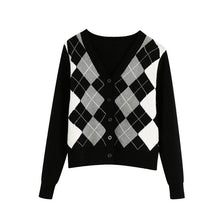 Load image into Gallery viewer, TRAF Women Vintage Stylish Geometric Pattern Short Knitted Sweater