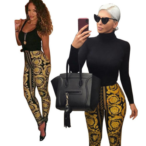 HIRIGIN Women Printed Casual High Waist Soft Pants