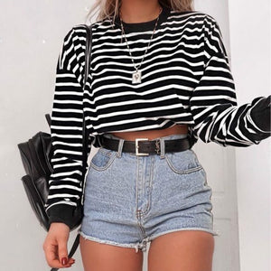 MEIHUIDA Women Loose Short Crop Top
