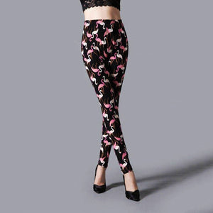 CUHAKCI Women Graffiti Floral Patterned Print Leggings