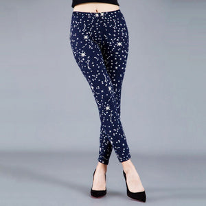 CUHAKCI Women Graffiti Floral Patterned Print Leggings