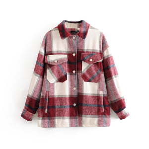 TANGADA Women Green Plaid Long Coat