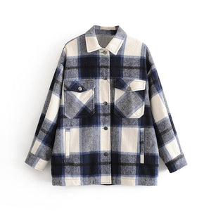 TANGADA Women Green Plaid Long Coat