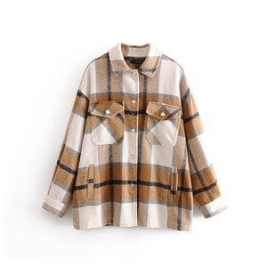 TANGADA Women Green Plaid Long Coat