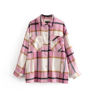 TANGADA Women Green Plaid Long Coat