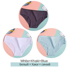 Load image into Gallery viewer, FINETOO Women Cotton 3Pcs Soft Striped Underwear M-XL