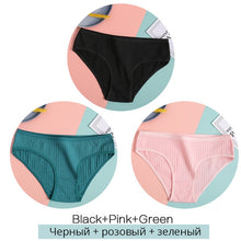 Load image into Gallery viewer, FINETOO Women Cotton 3Pcs Soft Striped Underwear M-XL