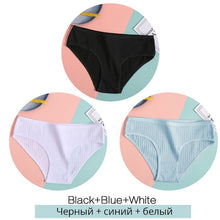 Load image into Gallery viewer, FINETOO Women Cotton 3Pcs Soft Striped Underwear M-XL