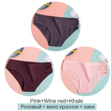 Load image into Gallery viewer, FINETOO Women Cotton 3Pcs Soft Striped Underwear M-XL