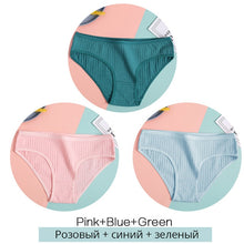 Load image into Gallery viewer, FINETOO Women Cotton 3Pcs Soft Striped Underwear M-XL