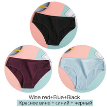 Load image into Gallery viewer, FINETOO Women Cotton 3Pcs Soft Striped Underwear M-XL