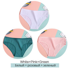 Load image into Gallery viewer, FINETOO Women Cotton 3Pcs Soft Striped Underwear M-XL
