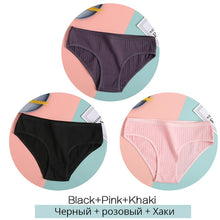 Load image into Gallery viewer, FINETOO Women Cotton 3Pcs Soft Striped Underwear M-XL