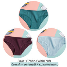 Load image into Gallery viewer, FINETOO Women Cotton 3Pcs Soft Striped Underwear M-XL