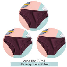 Load image into Gallery viewer, FINETOO Women Cotton 3Pcs Soft Striped Underwear M-XL