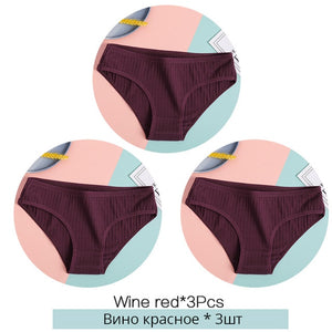 FINETOO Women Cotton 3Pcs Soft Striped Underwear M-XL