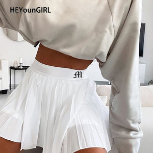 HEYounGIRL Casual Mini Pleated Letter Print Skirt