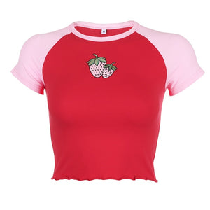 ARTSU Women Candy Color Cute Print Crop Top