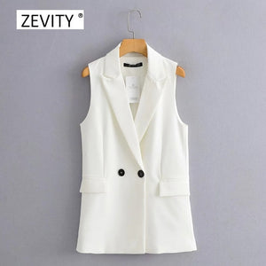 ZEVITY Women Casual Sleeveless Double Breasted Vest