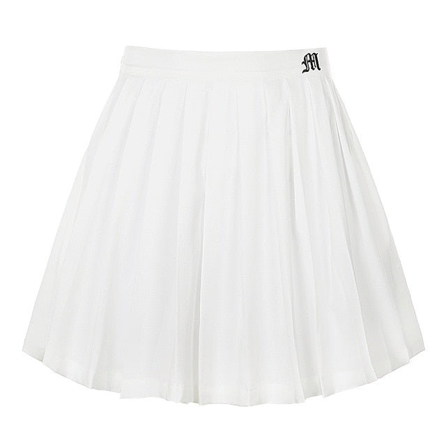 HEYounGIRL Casual Mini Pleated Letter Print Skirt