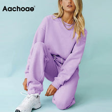 Load image into Gallery viewer, AACHOAE Casual Long Sleeve And Shorts Two Piece Tracksuit