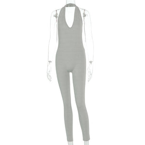SIMENUAL Women Long Backless Sleeveless Workout Jumpsuit