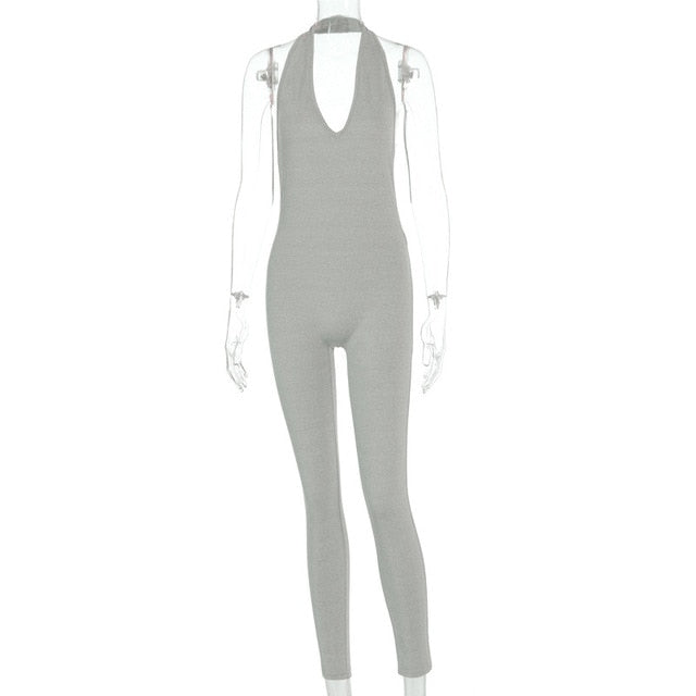 SIMENUAL Women Long Backless Sleeveless Workout Jumpsuit