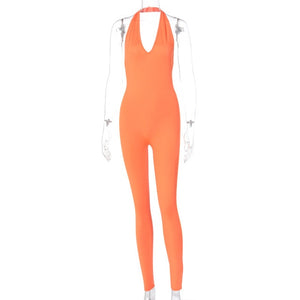 SIMENUAL Women Long Backless Sleeveless Workout Jumpsuit