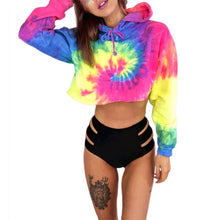 Load image into Gallery viewer, Women Short Tie Dye Hoodie Long Sleeve Sweatshirts