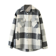 Load image into Gallery viewer, AACHOAE Women Loose Casual Wool Plaid Jacket
