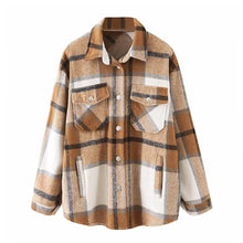 Load image into Gallery viewer, AACHOAE Women Loose Casual Wool Plaid Jacket