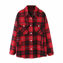 Load image into Gallery viewer, AACHOAE Women Loose Casual Wool Plaid Jacket