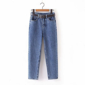WIXRA Women Casual High Waist Loose Denim Pants
