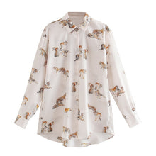 Load image into Gallery viewer, AACHOAE Women Leopard Print Turn Down Collar Shirt