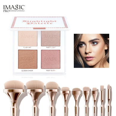 IMAGIC 4 color Powder And 9 High Grade Nylon Blending Makeup Brush Set