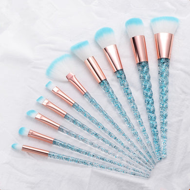 Women 10pcs Unicorn Glitter Makeup Brushes Set