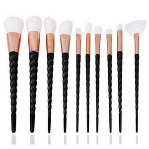 Women 10pcs Unicorn Glitter Makeup Brushes Set