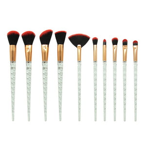 Women 10pcs Unicorn Glitter Makeup Brushes Set